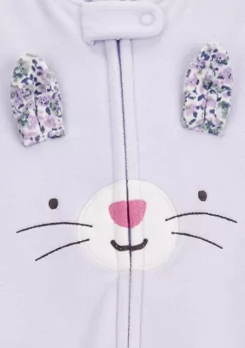 Toddler Girls Bunny Fleece Footed One Piece Pajama