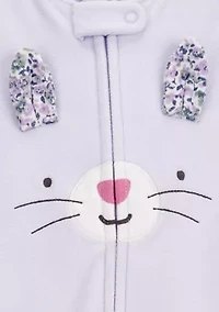 Toddler Girls Bunny Fleece Footed One Piece Pajama