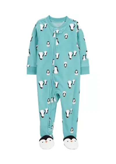 Toddler Girls Penguin Fleece One Piece Pajama