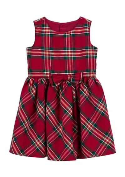 Toddler Girls Plaid Printed Woven Dress
