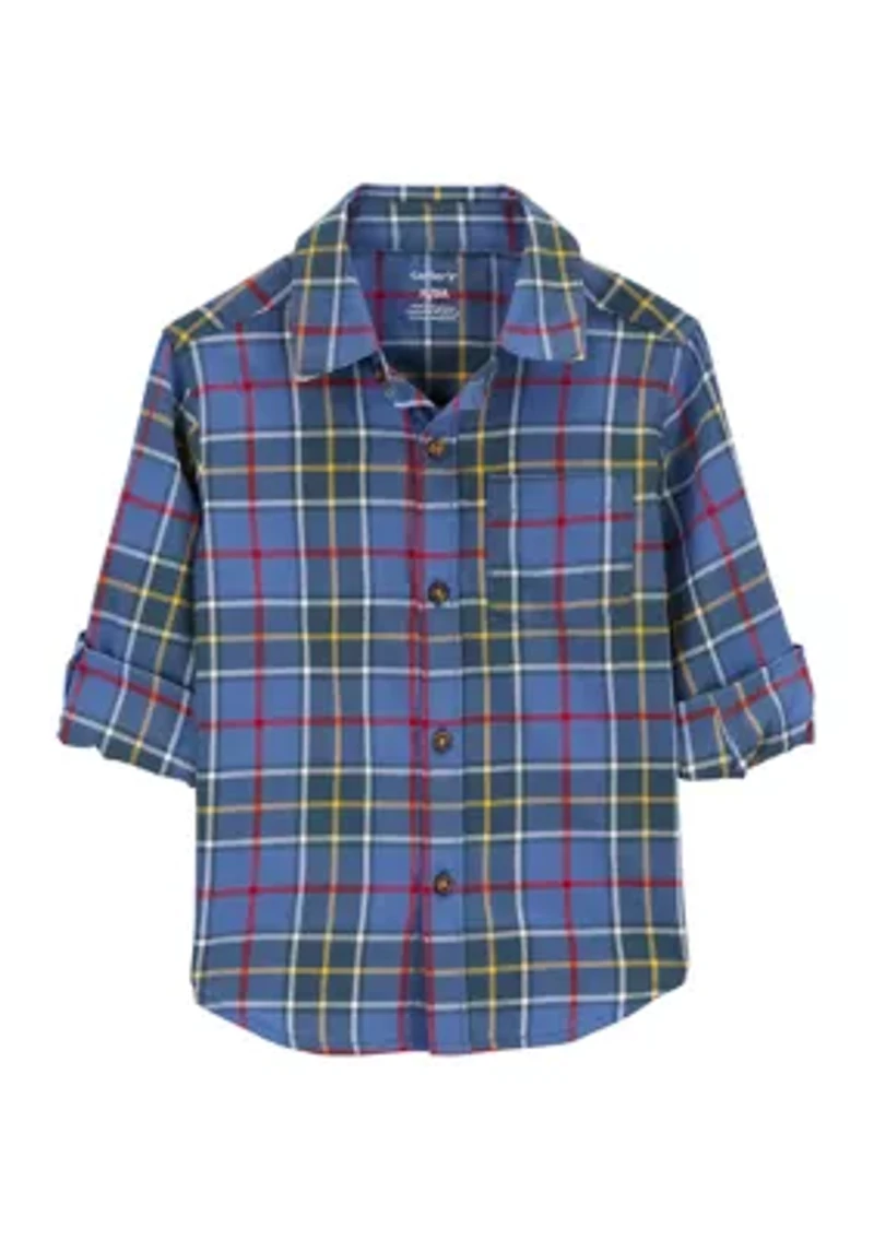 Toddler Boys Plaid Printed Shirt