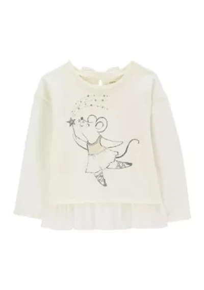 Toddler Girls Ballerina Mouse Graphic T-Shirt