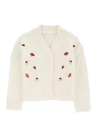 Toddler Girls Floral Embroidered Cardigan