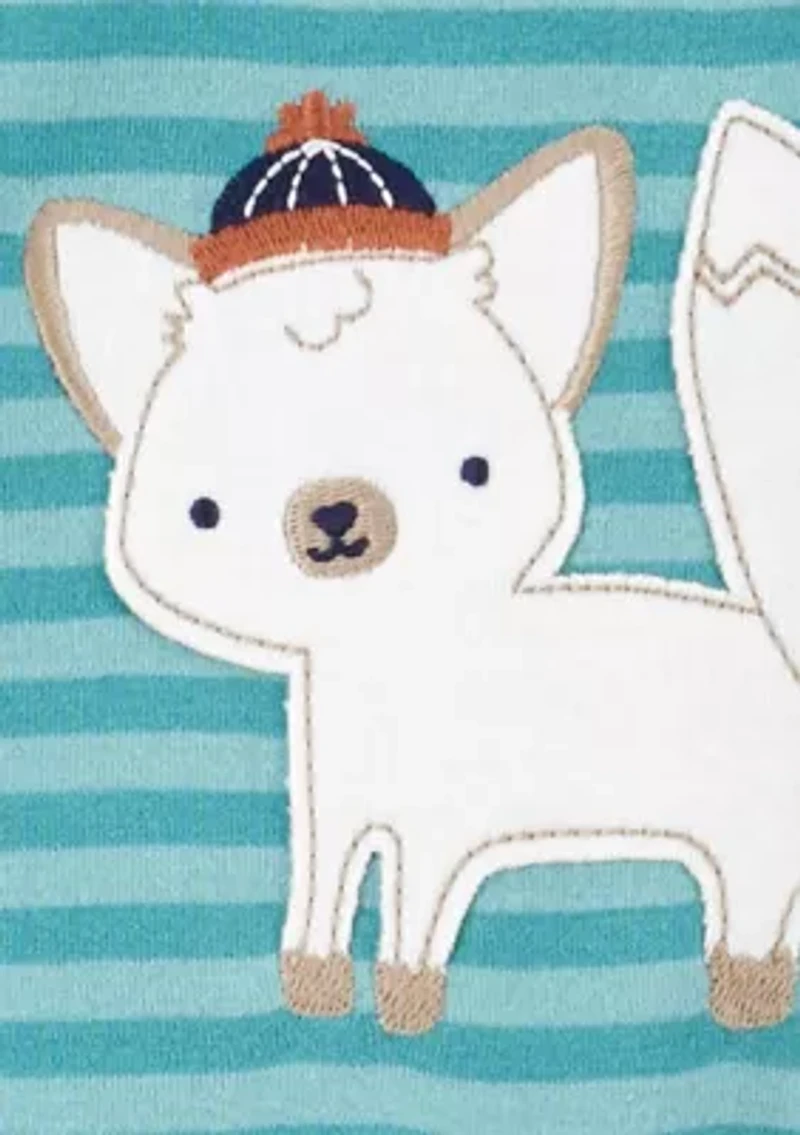 Toddler Boys Wolf Appliqué Striped Footie Pajamas