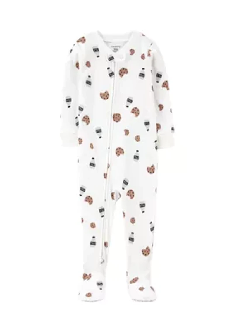 Toddler Boys Milk and Cookies Printed Footie Pajamas