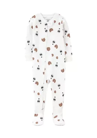 Toddler Boys Milk and Cookies Printed Footie Pajamas