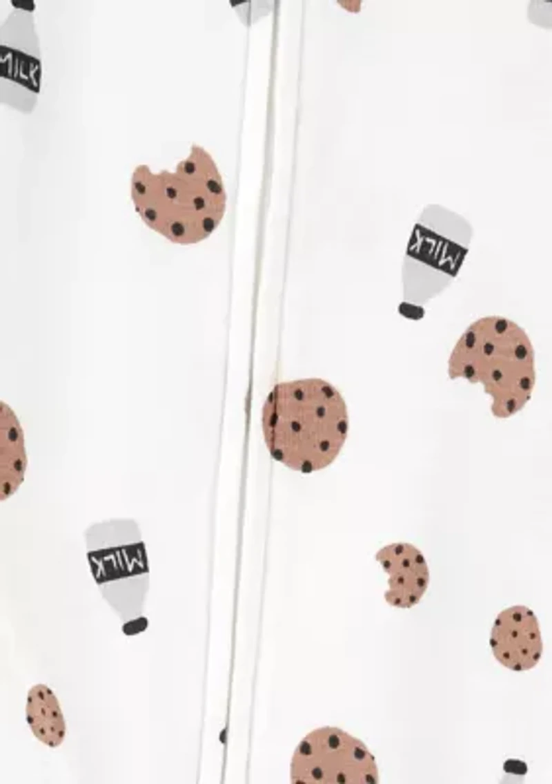 Toddler Boys Milk and Cookies Printed Footie Pajamas