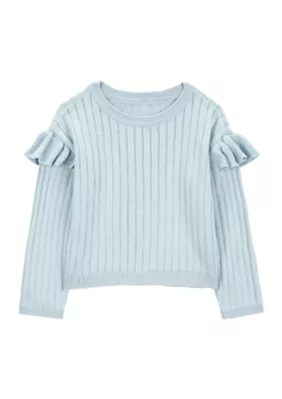Toddler Girls Sweater Knit Top with Flutter Shoulders