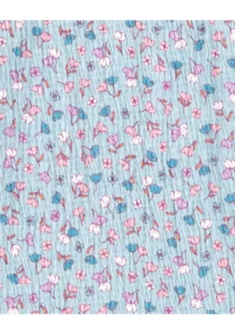 Toddler Girls Floral Printed Gauze Knit Top