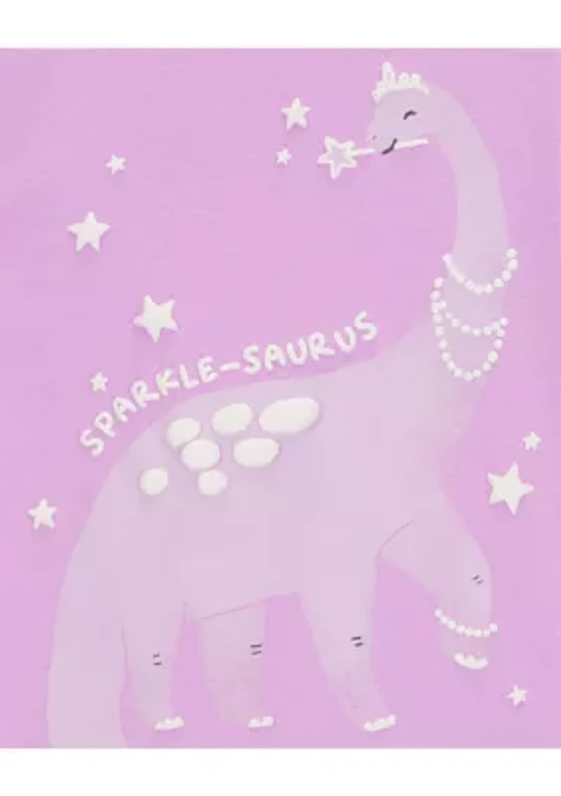 Toddler Girls Dinosaur Printed 4 Piece Pajama Set
