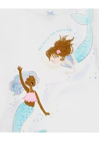 Toddler Girls Mermaid Printed 4 Piece Pajama Set