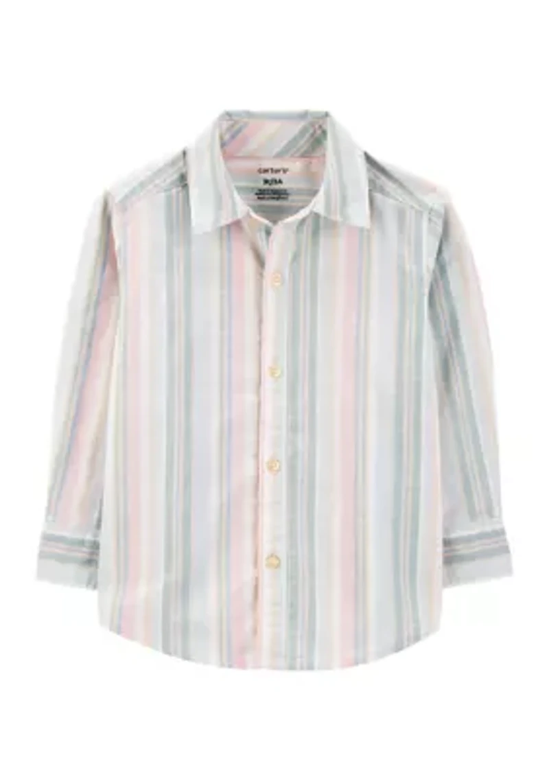 Toddler Boys Variegated Stripe Button Down Shirt