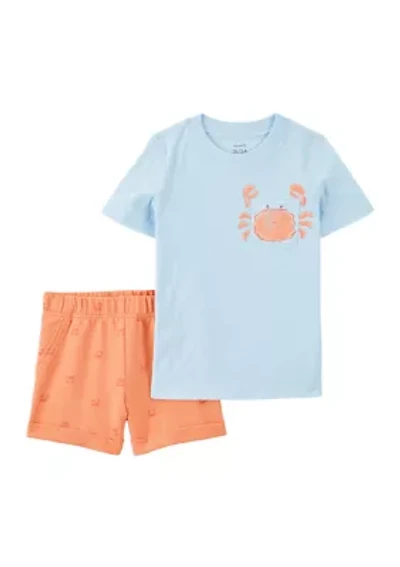 Toddler Boys Crab Graphic T-Shirt and Shorts Set