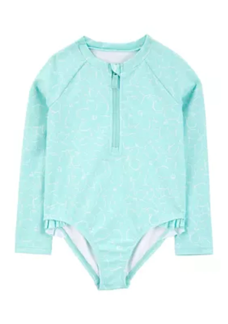 Toddler Girls Rash Guard One Piece Swimsuit