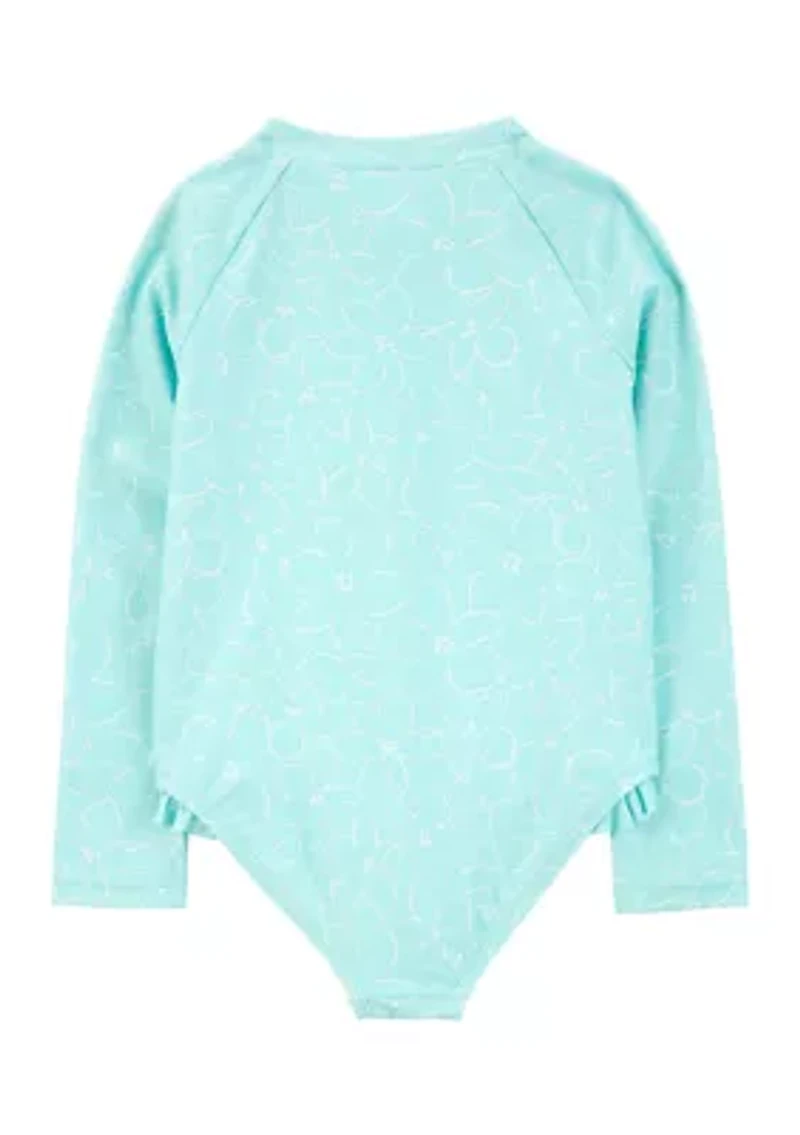 Toddler Girls Rash Guard One Piece Swimsuit