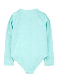 Toddler Girls Rash Guard One Piece Swimsuit