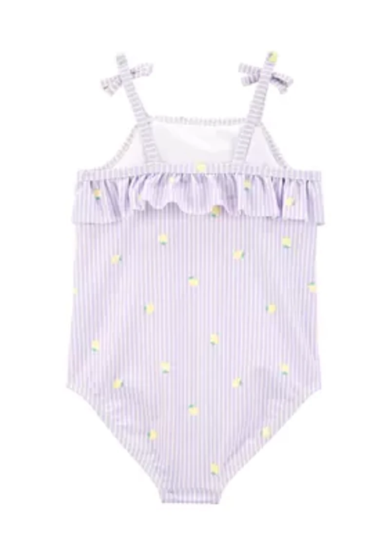 Toddler Girls Lemon Striped One Piece Swimsuit