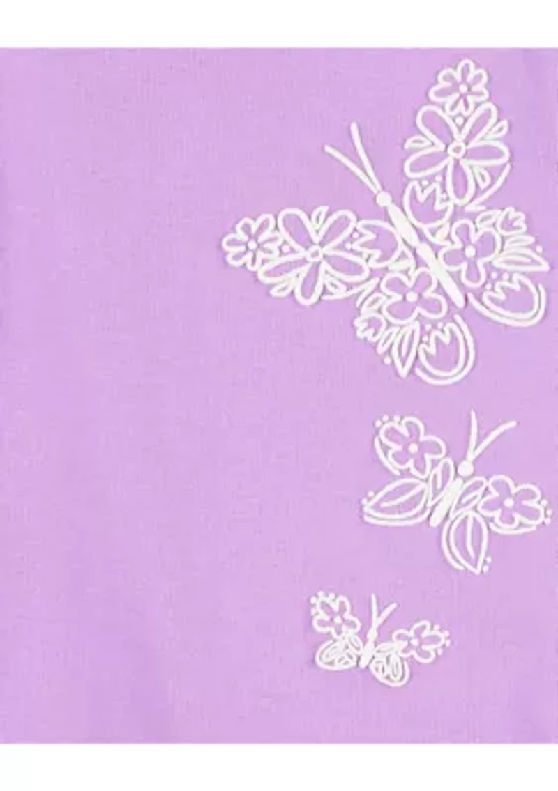 Toddler Girls Butterfly Printed 4 Piece Pajama Set