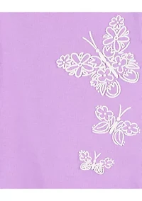 Toddler Girls Butterfly Printed 4 Piece Pajama Set