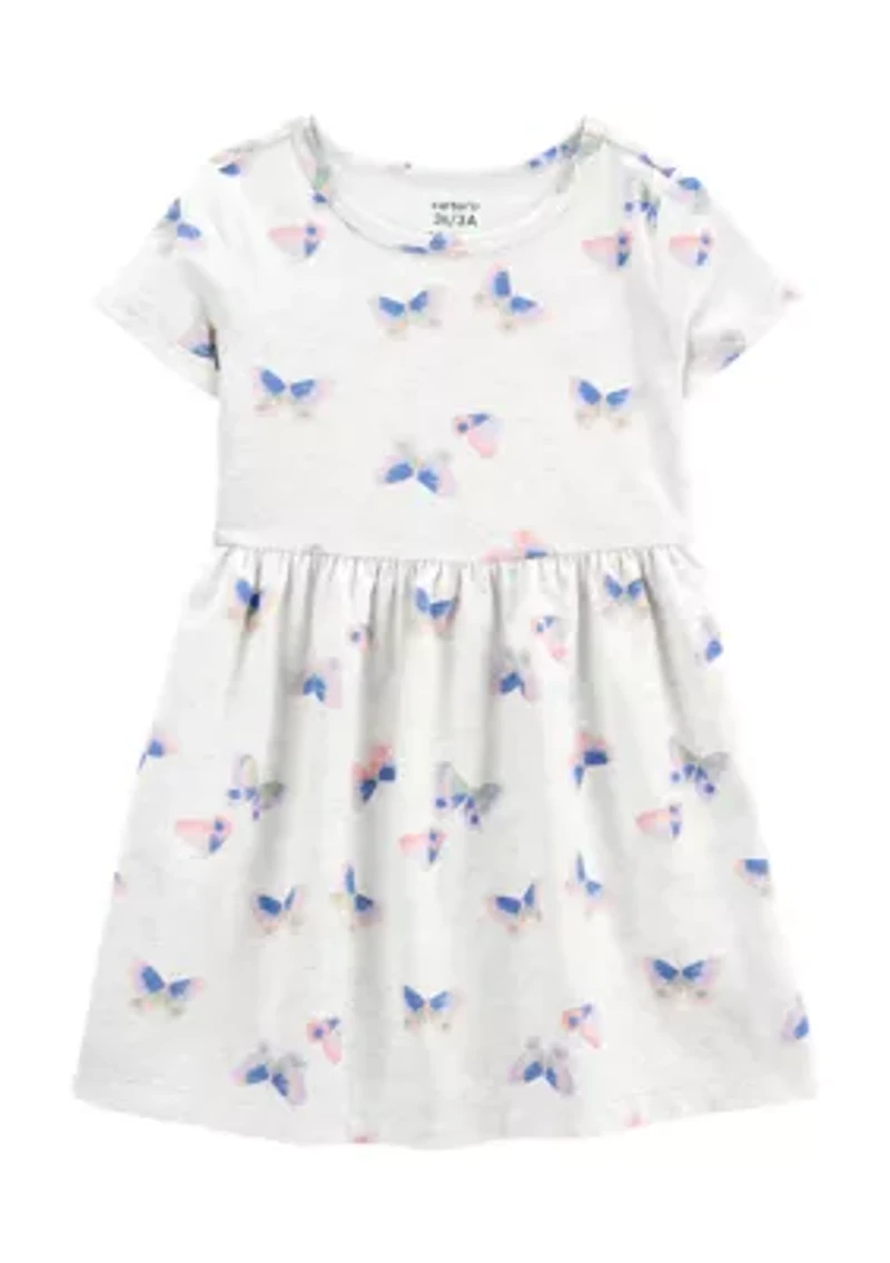 Toddler Girls Short Sleeve Butterfly Print Dress