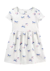 Toddler Girls Short Sleeve Butterfly Print Dress