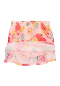 Toddler Girls Button Tank Top and Printed Skort Set