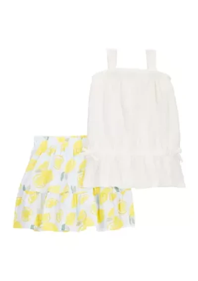 Toddler Girls Lemon Printed Top and Skort Set