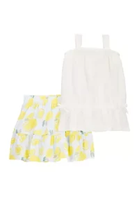 Toddler Girls Lemon Printed Top and Skort Set