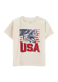 Toddler Boys Dinosaur American Flag Graphic T-Shirt