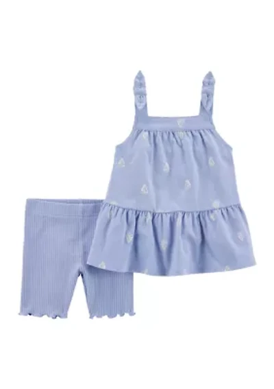 Toddler Girls Sailboat Printed Top and Shorts Set