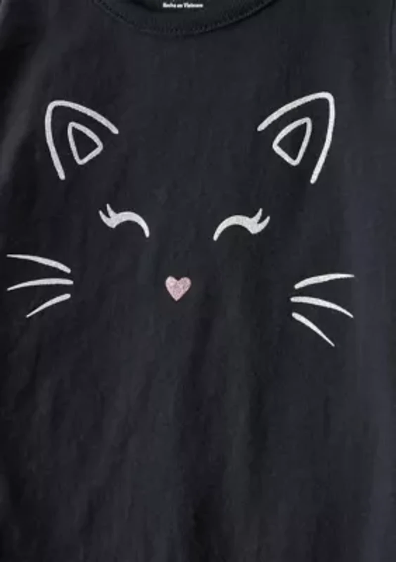 Toddler Girls Cat T-Shirt and Skirt Set