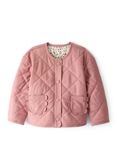Toddler Girls Quilted Floral Lined Jacket