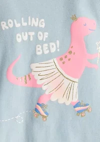 Toddler Girls Dinosaur Printed Four Piece Pajama Set