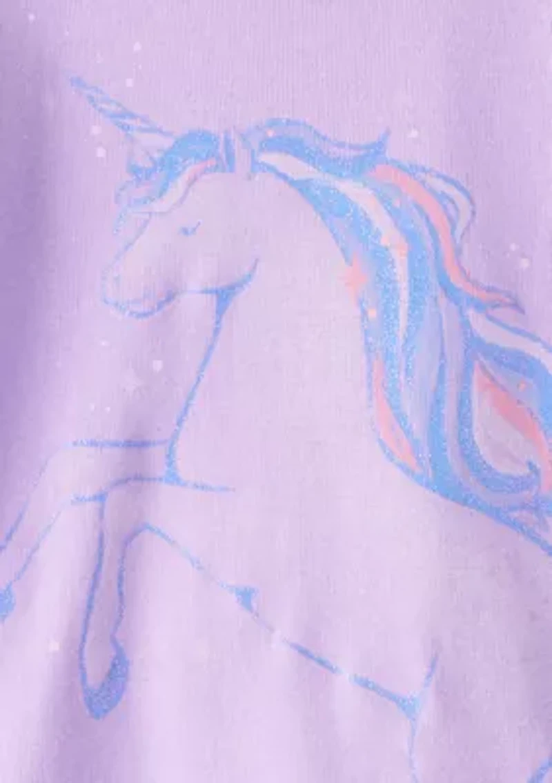 Toddler Girls Unicorn Four Piece Printed Pajama Set