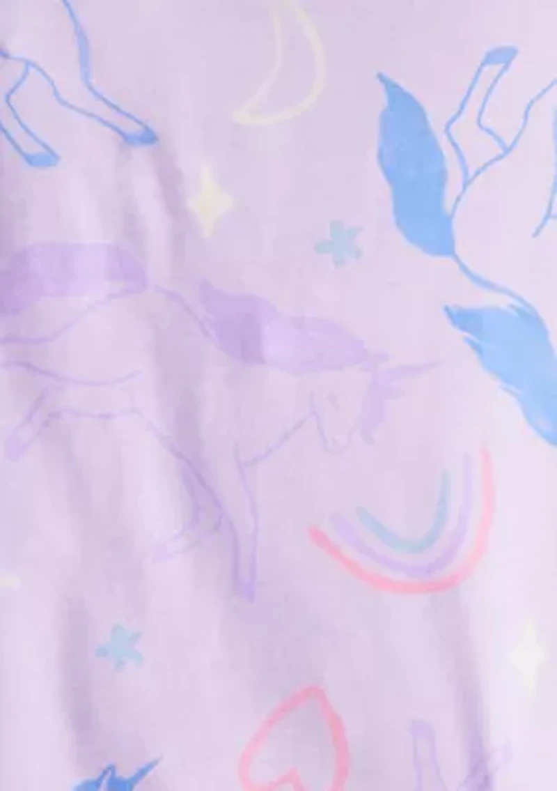 Toddler Girls Unicorn Four Piece Printed Pajama Set