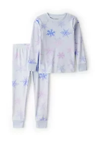 Toddler Girls Snowflake Tie Dye Velour Long-Sleeve Loose Fit 2-Piece Pajamas