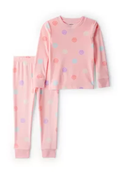 Toddler Girls Smiley Polka Dot Pajama Set