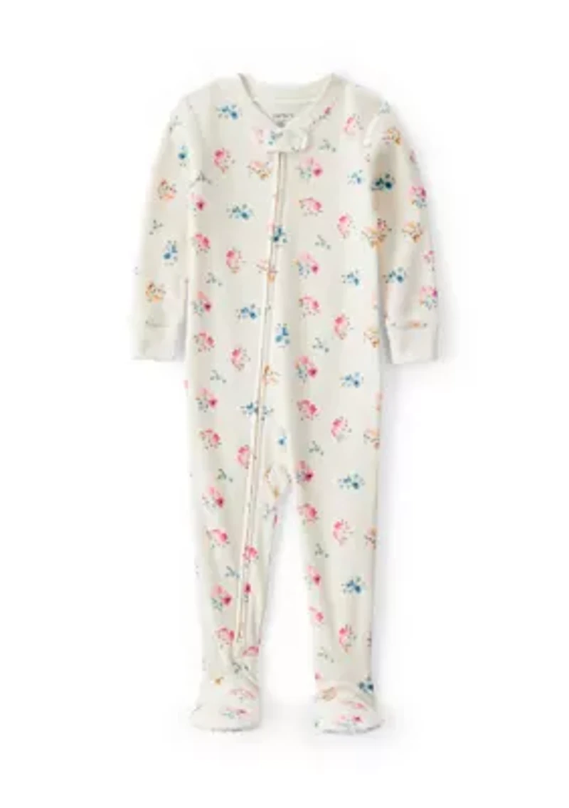 Toddler Girls Flower Print One Piece Pajama