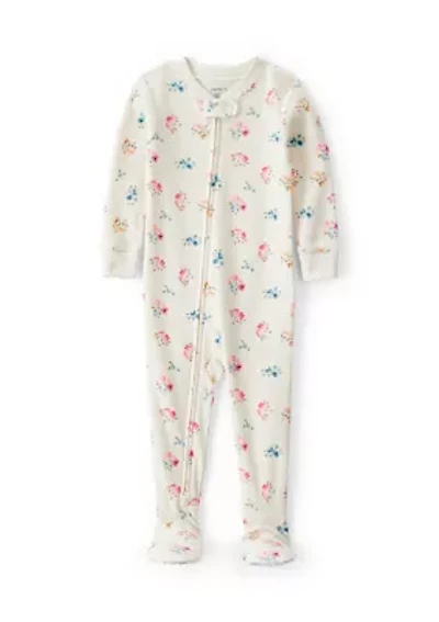 Toddler Girls Flower Print One Piece Pajama
