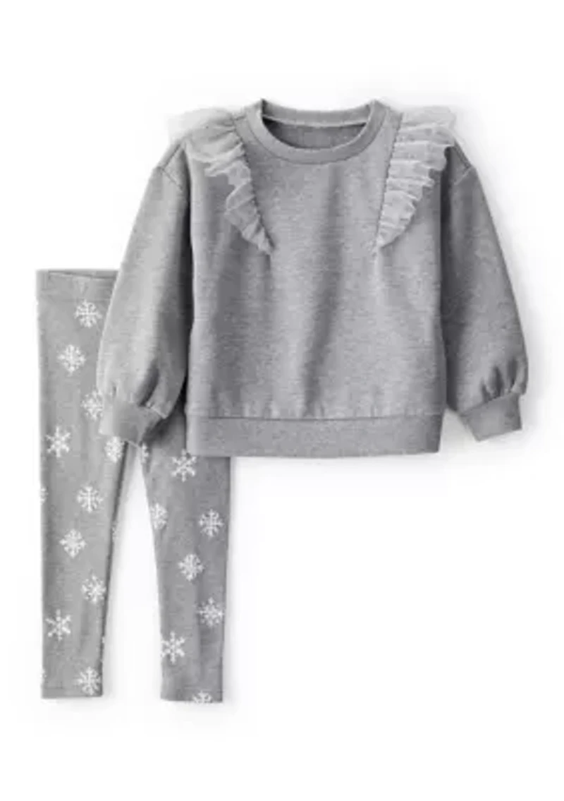Toddler Girls Snowflake Sweatshirt and Printed Leggings Set