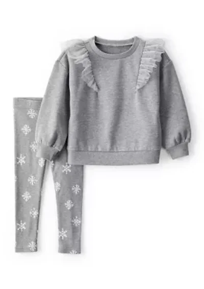 Toddler Girls Snowflake Sweatshirt and Printed Leggings Set