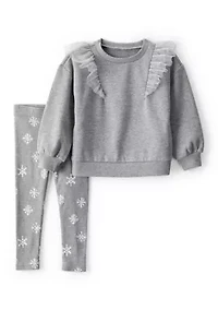 Toddler Girls Snowflake Sweatshirt and Printed Leggings Set