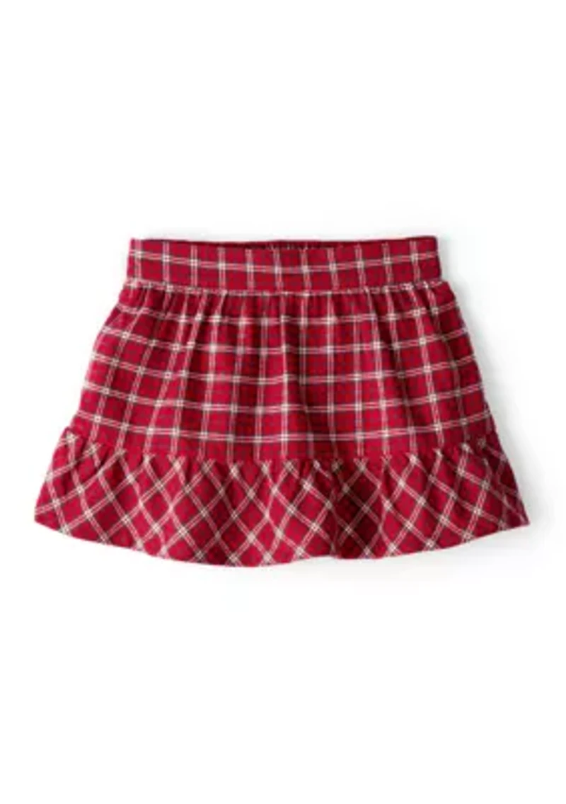 Toddler Girls Christmas Plaid Printed Skirt