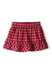 Toddler Girls Christmas Plaid Printed Skirt
