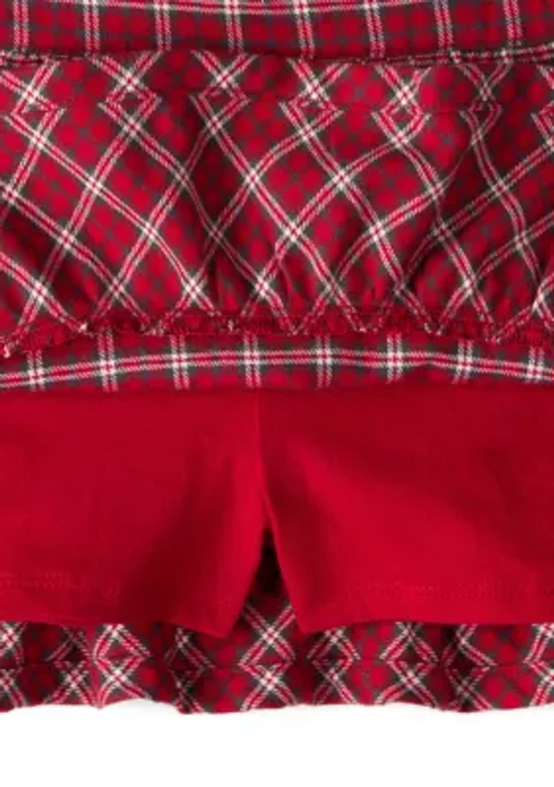 Toddler Girls Christmas Plaid Printed Skirt