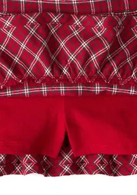 Toddler Girls Christmas Plaid Printed Skirt
