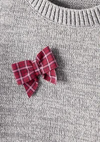 Toddler Girls Bow Accented Christmas Sweater