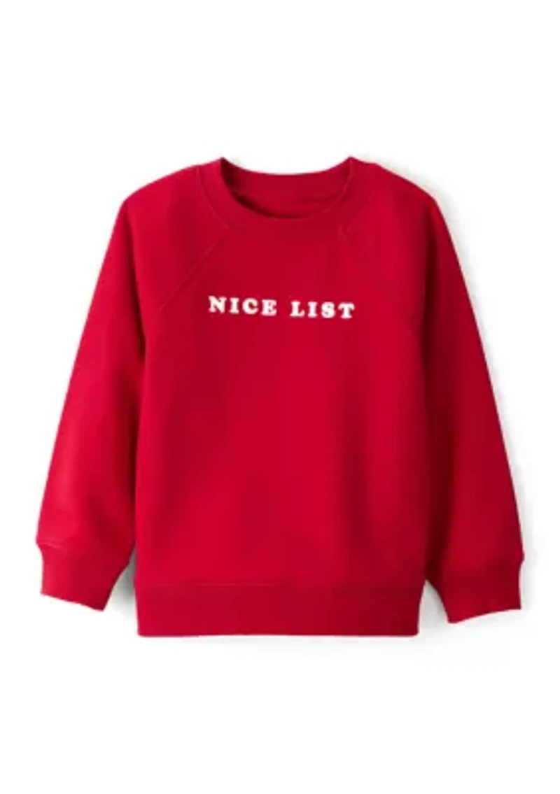 Toddler Boys Christmas Nice List Long Sleeve Graphic Sweatshirt