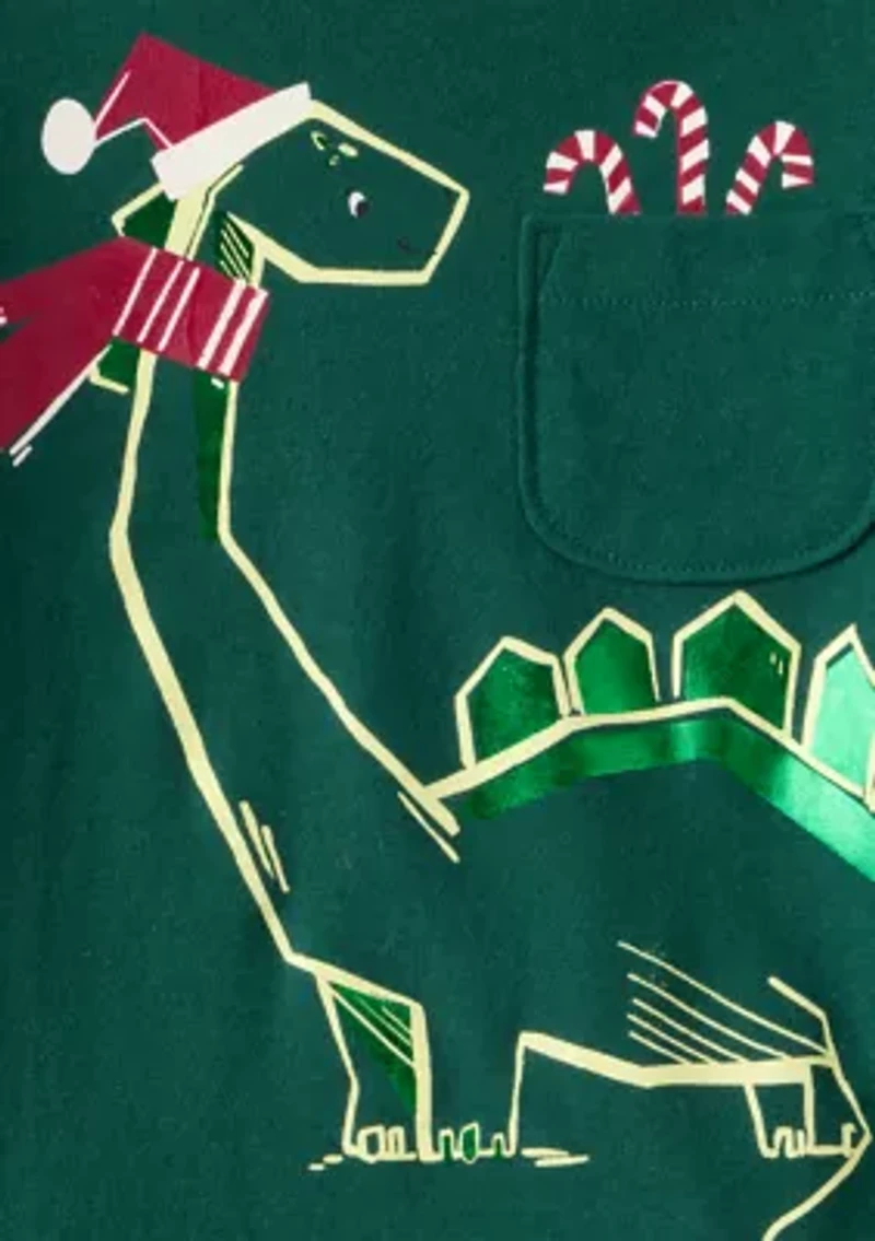 Toddler Boys Festive Dinosaur Graphic Knit Shirt