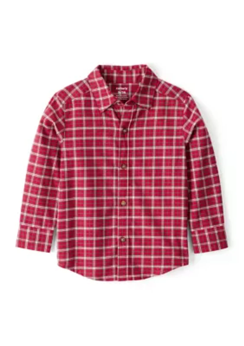 Toddler Boys Plaid Printed Woven Shirt